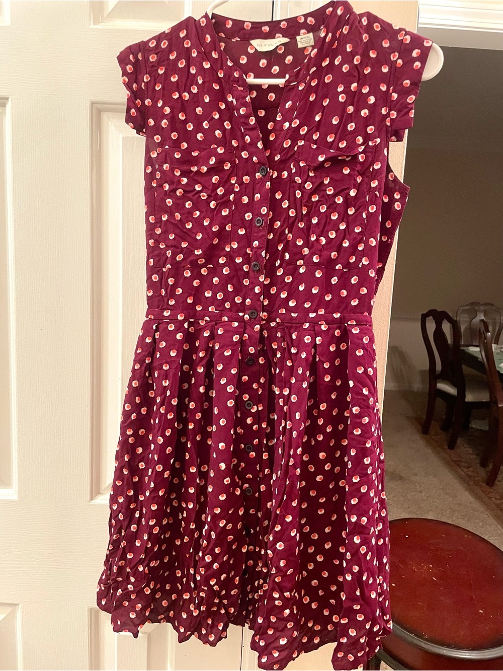 Anthropology Brand 11-1-Tylho Medium Burgundy and Peach Dress